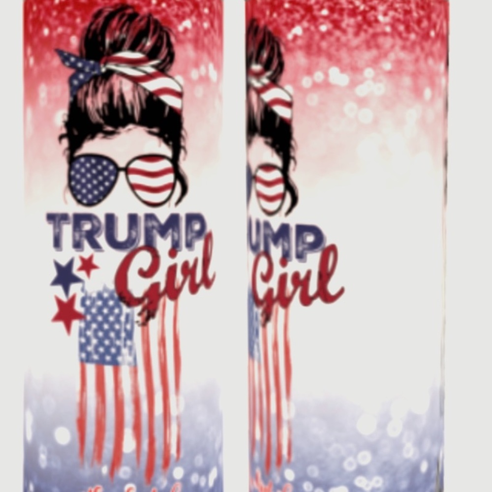 Handmade Trump Girl 20oz Straight Tumbler w/ Straw included.